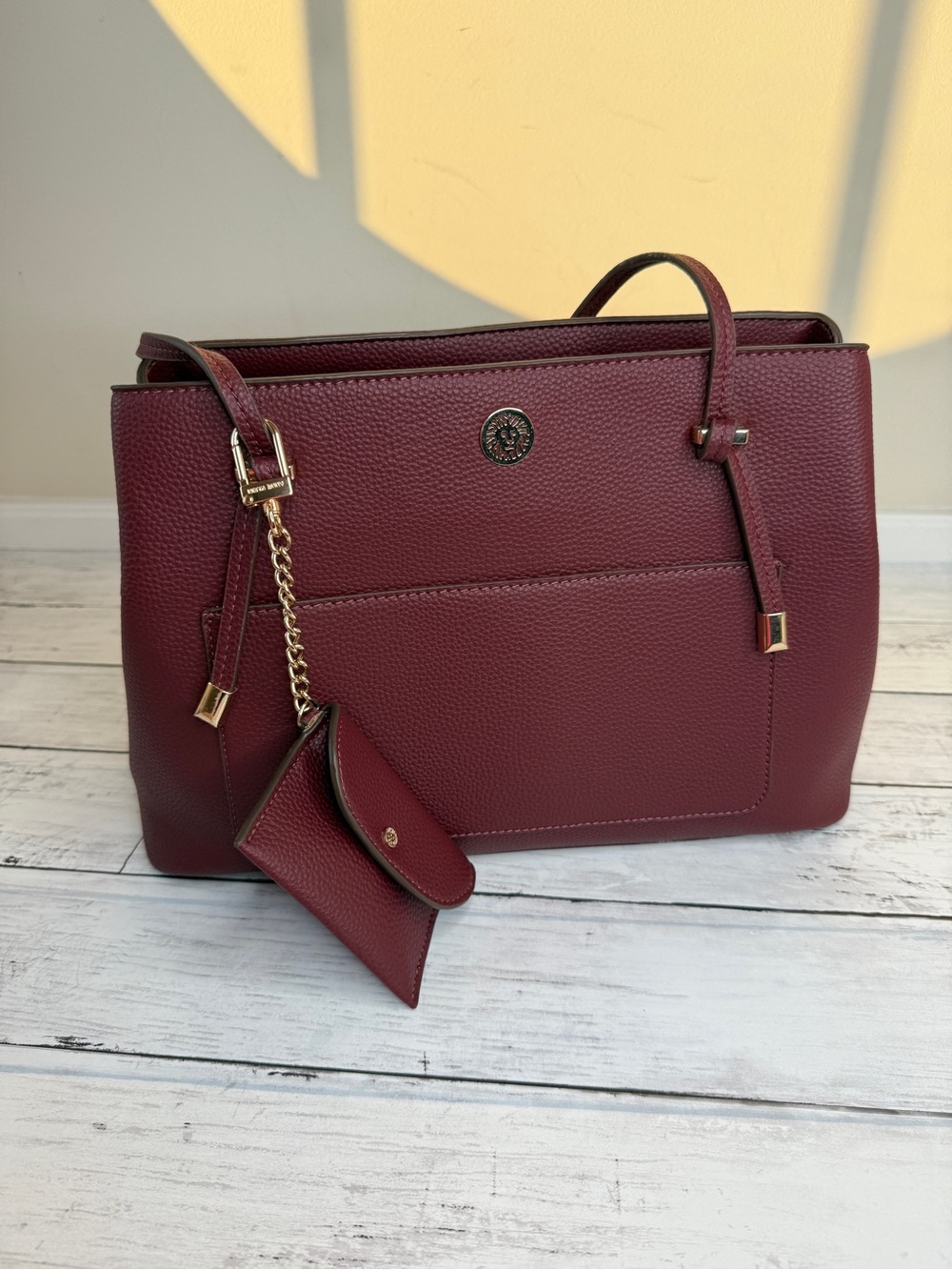Women's Tote in Deep Burgundy with tiny matching wallet